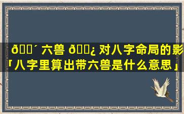 🌴 六兽 🌿 对八字命局的影响「八字里算出带六兽是什么意思」